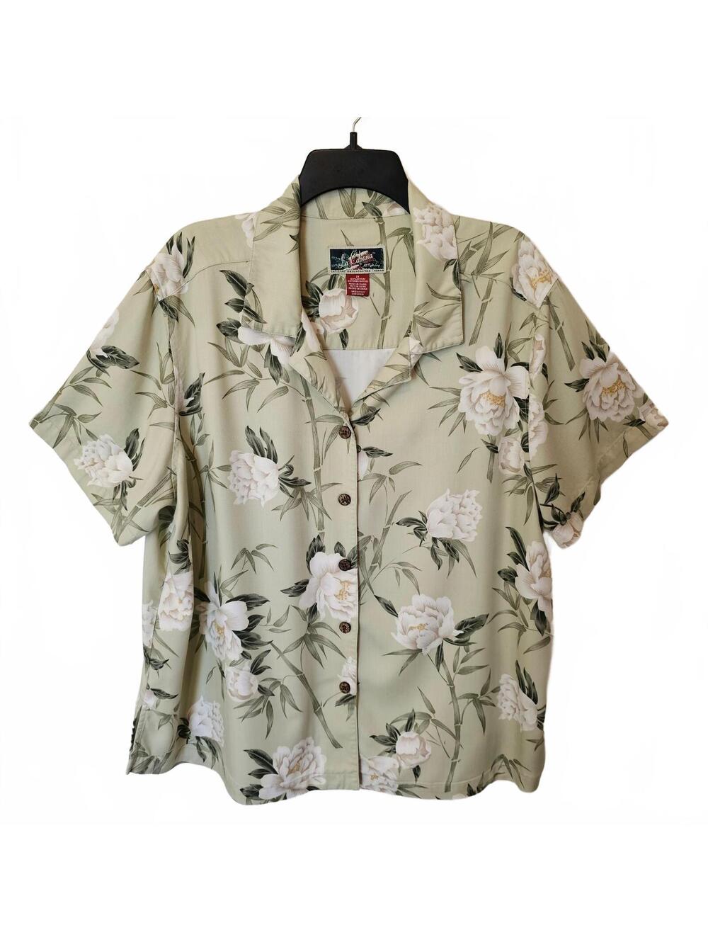La Cabana Hawaiian Aloha Women Shirt Tropical Floral Summer Beach Size 2X